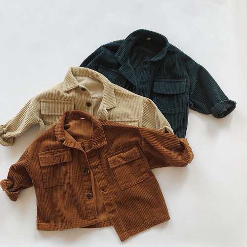 ins new autumn clothing Korean style boys and girls baby corduroy workwear top cardigan simple literary corduroy jacket