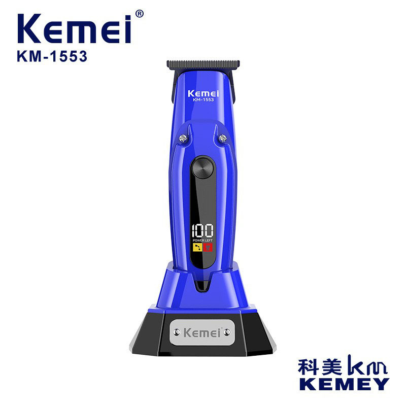 Kemei cortador de pelo eléctrico KM - 1553, cortador de pelo eléctrico, base de carga, cortador de pelo digital al por mayor