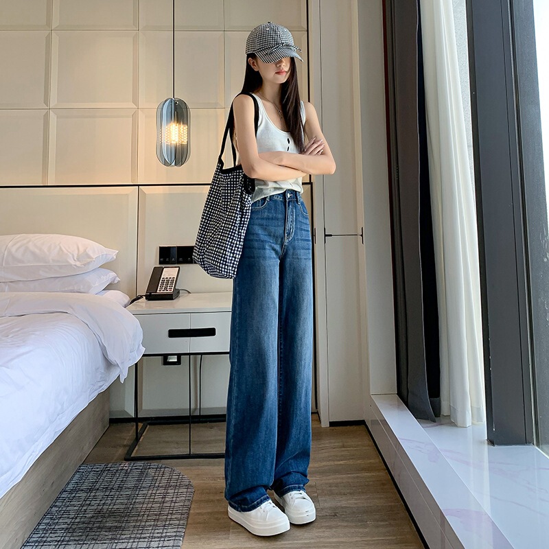 Xiaohongshu Dropshipping Lyocell Ultra-Thin Soft Denim Narrow Straight High-Waisted Fashionable Slimming Slightly Stretchy Women's Jeans Xiaohongshu Dropshipping Lyocell Ultra-Thin Soft Denim Narrow Straight High-Waisted Fashionable Slimming Slightly Stretchy Women's Jeans