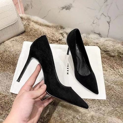 Women's Black Professional Work Shoes, Comfortable for Long Standing, High Heels for Office and Interviews, Elegant Style, Fine Heel, Genuine Zheng Zhi Chen