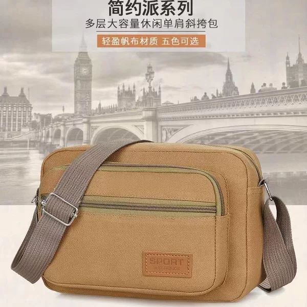 Canvas Bag Men's Bag 2026 New Style Men's Shoulder Bag Commuter Backpack Casual Crossbody Bag Stall Bag