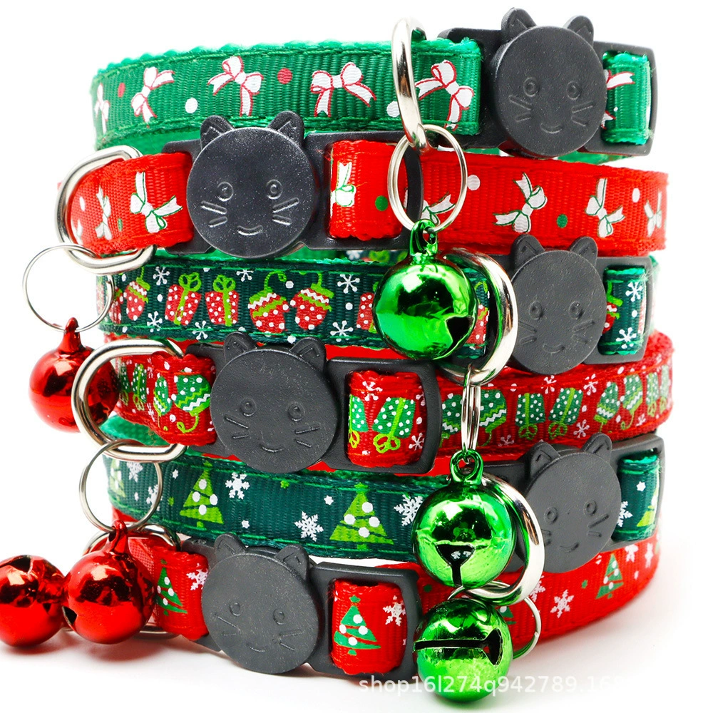 1 см ошейник для собак крышка головы Питомца Воротник Рождественский Кот Тканое ожерелье Собака напечатана праздничный продукт тяга