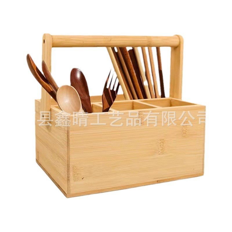 Caja de madera de almacenamiento de vajilla portátil Caja de acabado de madera para cosméticos de escritorio Caja de almacenamiento de madera maciza simple multifuncional