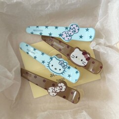 秋季新款咖色猫咪领结发夹日系甜美风少女碎发刘海夹顶夹发卡发饰