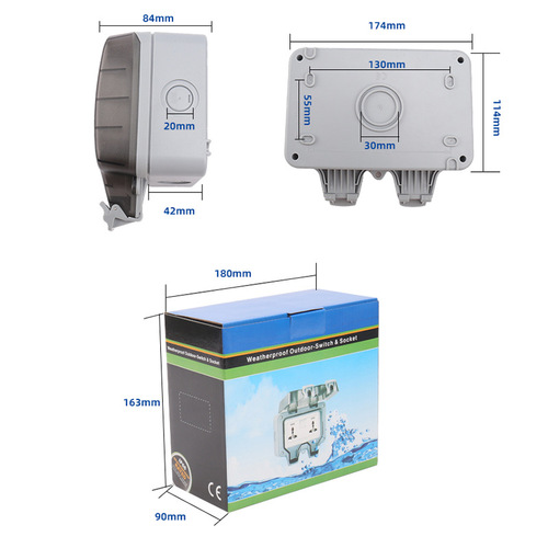 Outdoor waterproof socket IP66 German-style two-position wall European-style German standard double outdoor surface-mounted rain-proof charging socket