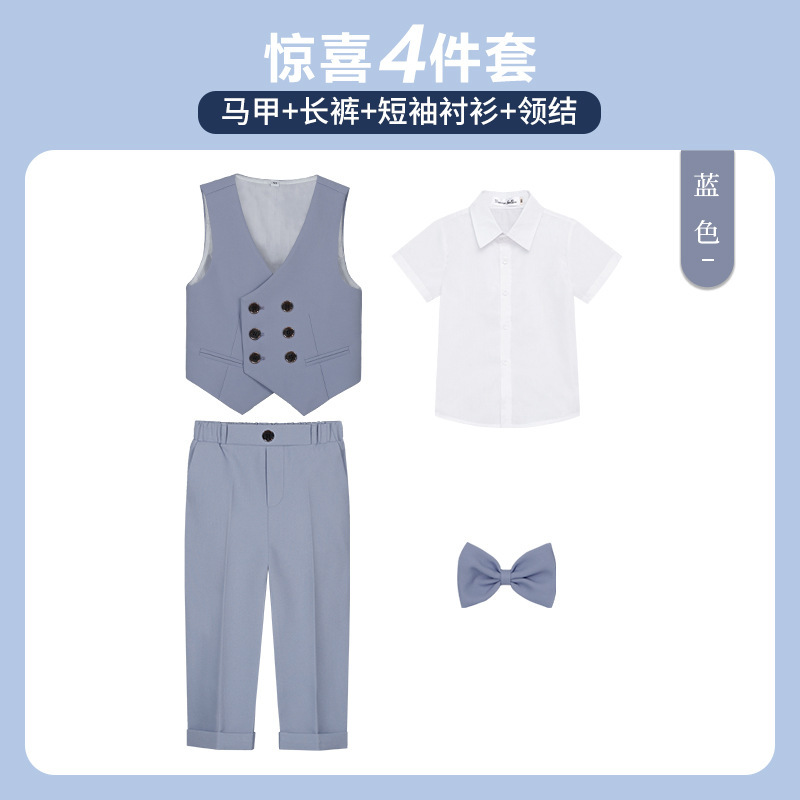 Vestido DE LOS NIÑOS guapo chico británico Caballero estilo traje de los niños pequeño traje de piano host traje de rendimiento