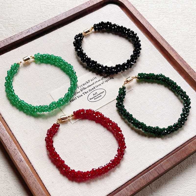 Xiaohongshu Recommends Spinel Bracelets, Multi-Strand Braided Twist 3mm Small Particles, Exquisite Cut Craft Bracelets