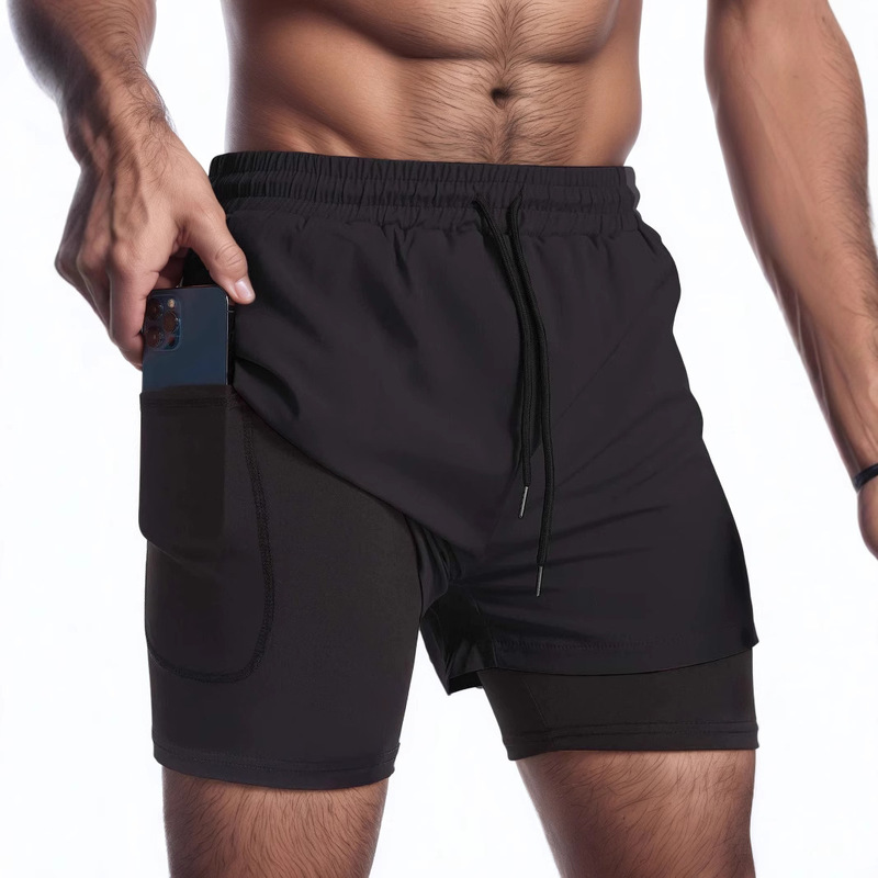 Summer Sports Shorts Men's Running Marathon Track and Field Loose Three-point Pants Quick-drying Lined Anti-running Double-layer Shorts Summer Sports Shorts Men's Running Marathon Track and Field Loose Three-point Pants Quick-drying Lined Anti-running Double-layer Shorts