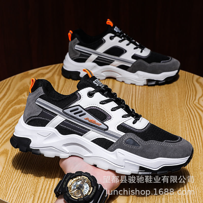 Comercio exterior al por mayor nuevos zapatos de hombre de suela gruesa aumento de altura zapatos torpes de los hombres de la parte inferior de cordones zapatos casuales versátiles zapatos deportivos de moda