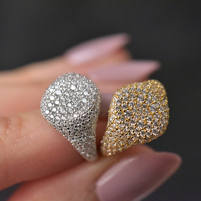 10g Weight Zircon Inlay Material Rings Classification 1 Piece Quantity Holiday, Tea Party Occasion 925 Sterling Silver Material Solid Color Pattern Women'S Gender Plating, Inlay Design Glam Style 925 Sterling Silver Zircon Solid Color Rings 1