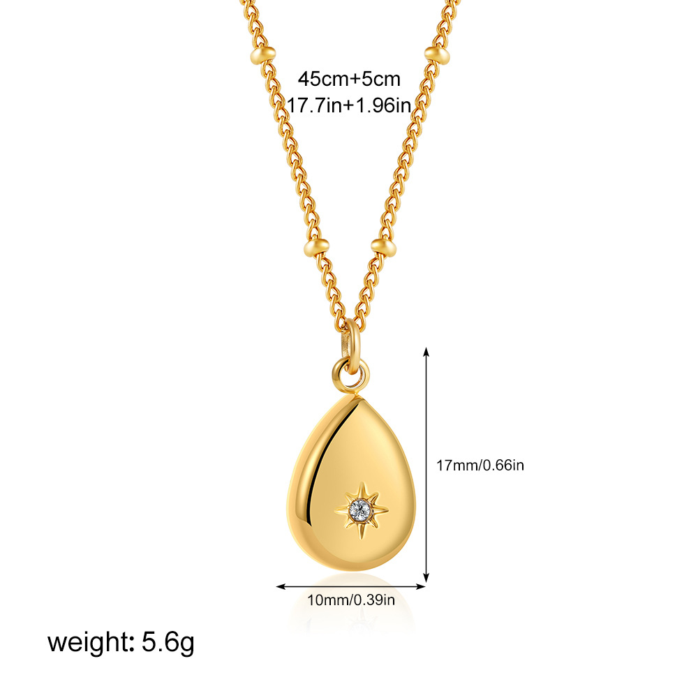 304 Stainless Steel Chain Material Wholesale Jewelry Simple Style Classic Style Cross Star Water Droplets 304 Stainless Steel 18K Gold Plated Plating Cable Chain Pendant Necklace