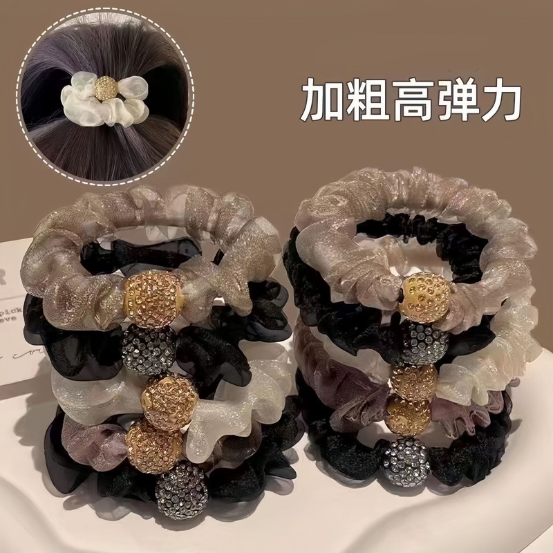 新しいレースの水ドリルの高い顔の値の頭縄の洋気の髪縄の髪の花の大人のネットのしわの丈夫な髪飾りの輪|undefined