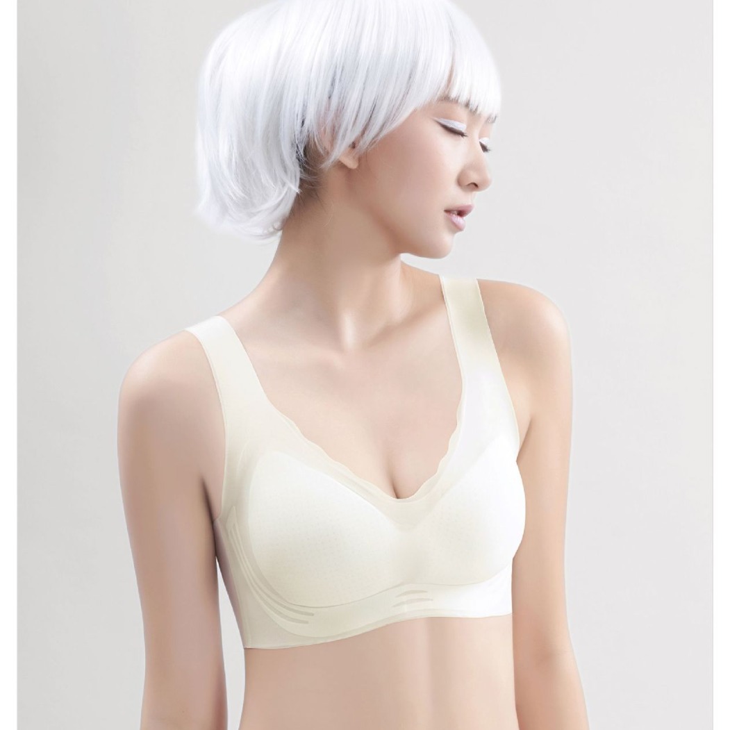 Venta directa de fábrica comercio electrónico transfronterizo sudeste asiático Vietnam Tailandia damas sin costuras fruncido lateral ancho correa de hombro sujetador