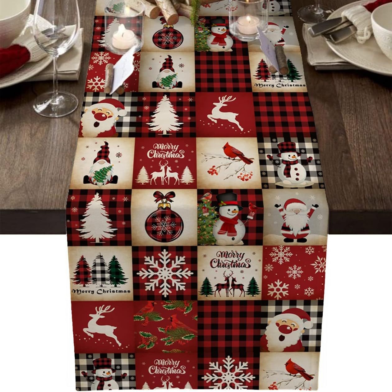 Amazon nueva bandera de mesa de Santa Claus blanca mesa de té de Navidad sala de estar dormitorio mesa de decoración de fondo