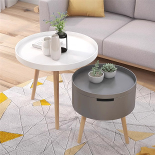 Creative Coffee Table Nordic Small Apartment Balcony Side Table Storage Small Table Bedroom Living Room Simple Modern Small Round Table