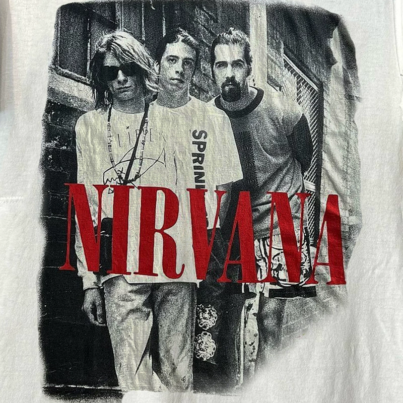 Панель Nirvana Nirvana Band High Street Puff Vibe Портретная печать на футболке с коротким рукавом хип-хоп стиль мужские и женские рок-майки