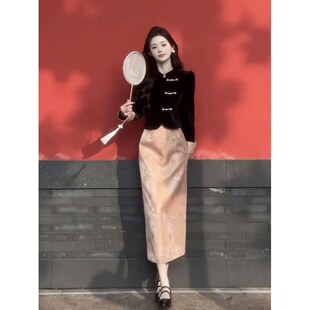 Spring dress with a set of 2025 new Chinese style cheongsam small fragrance style engagement dress dress suit