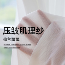 压皱雪纺纱小红书同款透光不透人网红肌理纱卧室客厅飘窗窗纱成品
