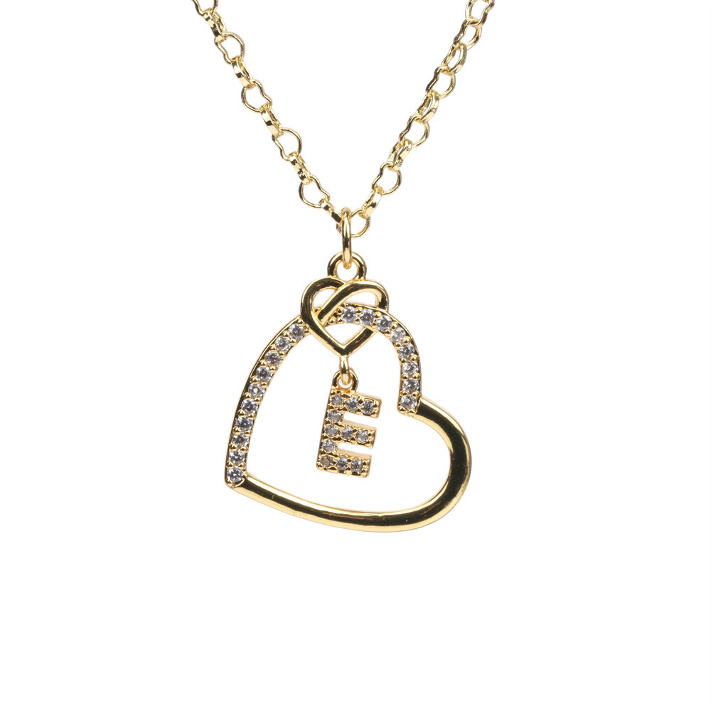 new copper plated real gold color retention diamond 26 letter necklace wholesale
