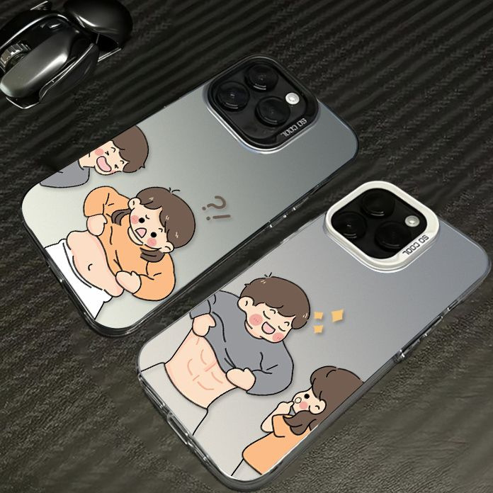 趣味搞怪情侣手机壳适用iPhone14promax手机套苹果15彩银保护套13
