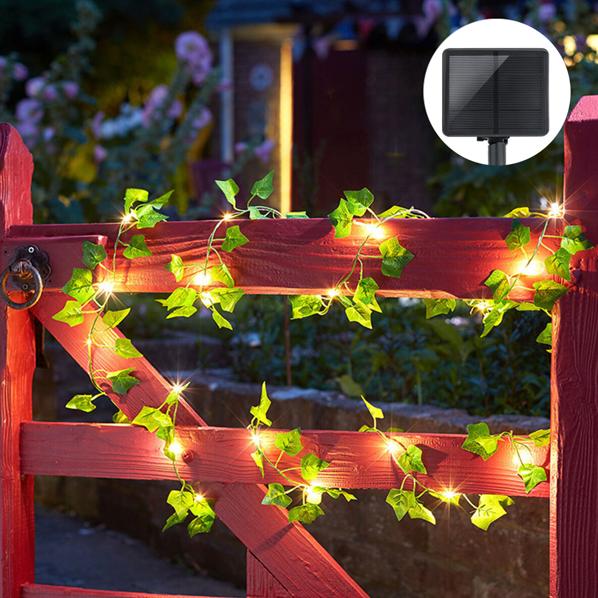 Guirnalda solar de ratán, exterior, decoración