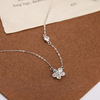 Cute design necklace, universal chain for key bag , flowered, light luxury style, trend of season, silver 925 sample