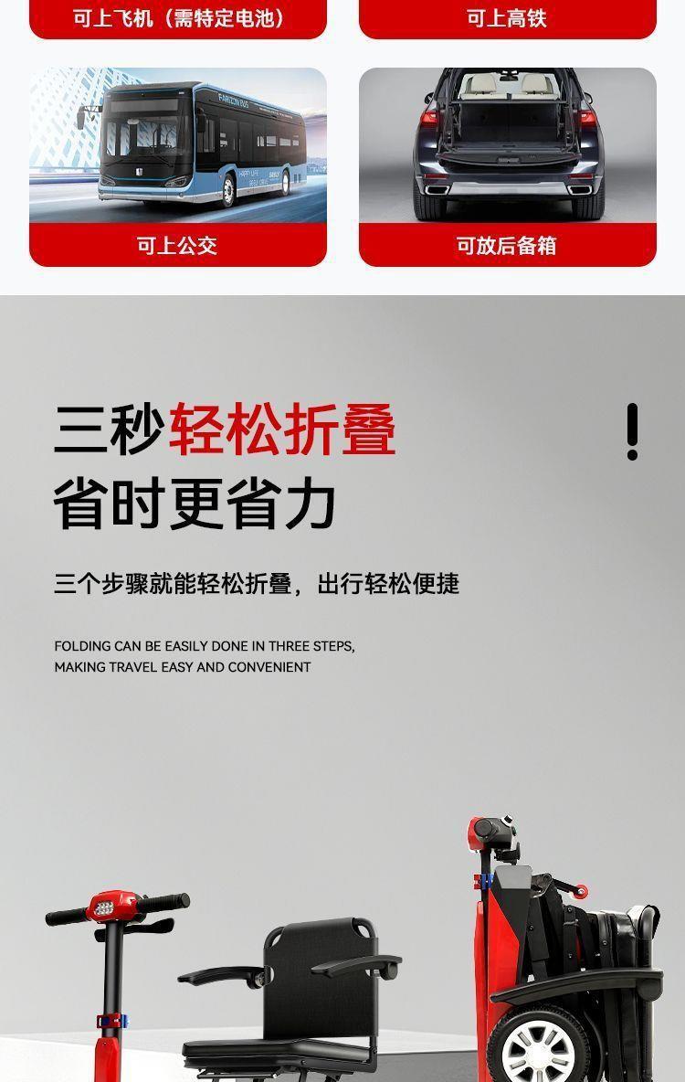 New Model of Elderly Mobility Scooter, Four-Wheeled Low-Speed Vehicle for Adults, Foldable and Transportable by Airplane, Small Electric Scooter