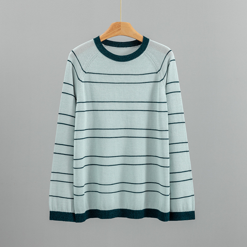 2026 New Youthful Style Sailor Shirt with Round Neck and Color-Blocking, Japanese Imported Washi Yarn Long-Sleeve Knit Cardigan for Women