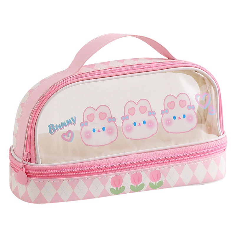 Caja de lápiz de gran capacidad de dibujos animados al por mayor bolsa de almacenamiento de caja de lápiz portátil de estudiante bolsa de cosméticos lindo caja de papelería liquidación de pérdida