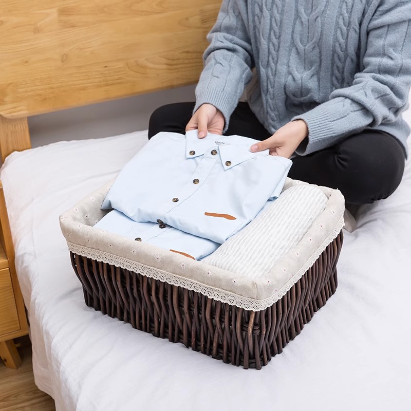 Cesta de almacenamiento de mimbre cesta de almacenamiento de escritorio cesta de almacenamiento de bambú ropa de juguete de mimbre de almacenamiento cesta de almacenamiento de escritorio en casa