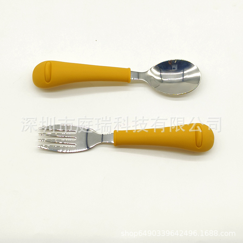 Cuenco de silicona pato suplemento alimenticio Tazón traje 316 tenedor cuchara lindo pollo lechón tazón de bebé resistente a la caída Tazón de cuchara traje