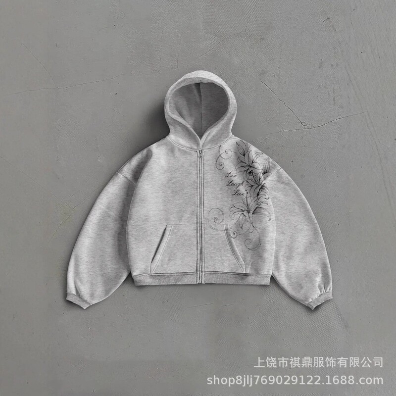 2026 Autumn and Winter New Style Hooded Zipper Sweatshirt with Printed Fashion Street Style Loose Retro Sweatshirt for Men and Women 2026 Autumn and Winter New Style Hooded Zipper Sweatshirt with Printed Fashion Street Style Loose Retro Sweatshirt for Men and Women