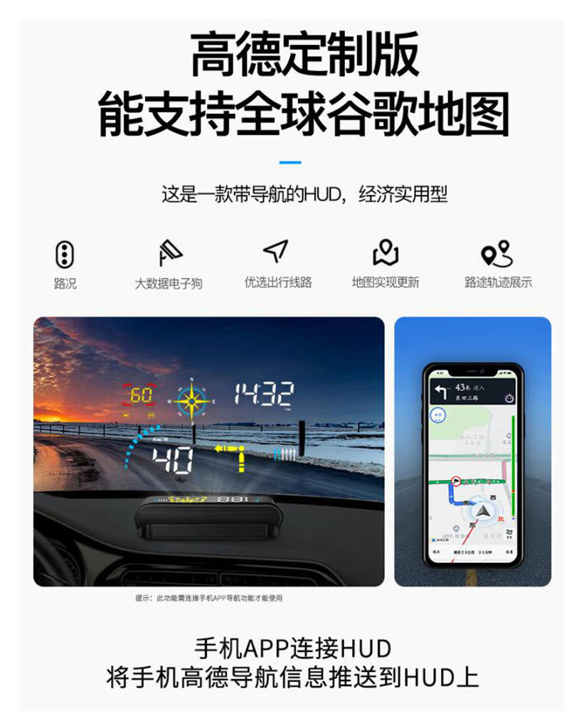 Navigation Version Usb-Powered Car Hud Head-Up Display Universal High-Definition Portable Speed Projector Q10