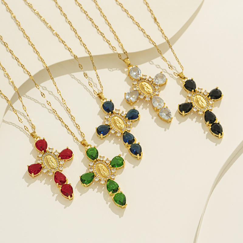 10g Weight 0.03µm-0.05µm Gold Plating Thickness PVD Coated Real Gold Plated Cross Stainless Steel Elegant Waterproof Non Tarnish Pendant Necklace
