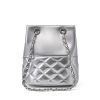 Classic silver chain, small one-shoulder bag, genuine leather, Chanel style, chain bag, high-end