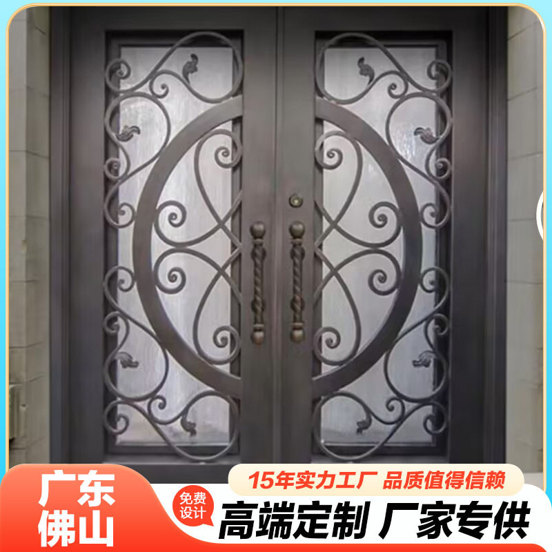 European-Style Wrought Iron Doors for Export, Solid Tube Anti-Theft Iron Doors, Custom-Made for Foreign Trade, Fob Supply