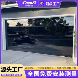 铝合金全膜玻璃透视翻板车库门厂别墅防盗电动遥控无框镀膜滑升门