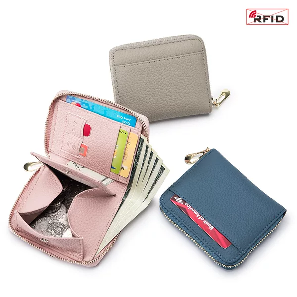 New Genuine Leather Fashionable Multifunctional Short Wallet for Women, Japanese Style Niche Money Pouch with Rfid and Large Capacity