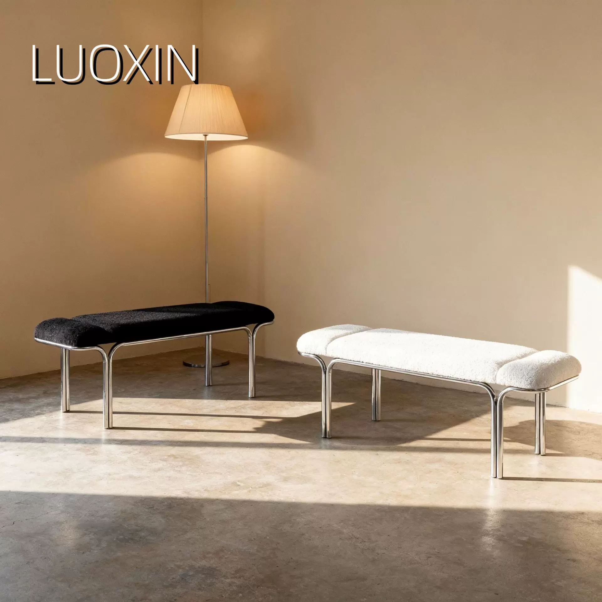 北欧极简真皮包豪斯不锈钢家用换鞋凳长凳现代简约高级感客厅餐椅