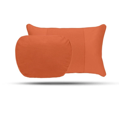 Headrest Pillows, Lumbar Cushions for Mercedes-Benz - orange-perforated-headrest-and-lumbar-support-set