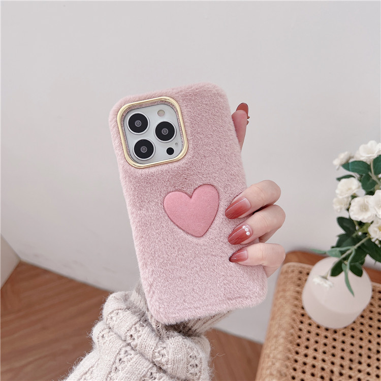Plush Loving Heart Autumn And Winter Apple Xsmax Phone Case Xr For Iphone13pro/7/8plus Soft 12 display picture 3
