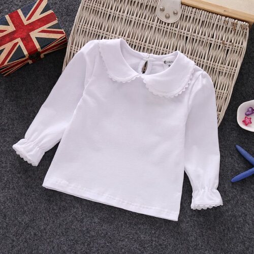 Girls 'Korean style small plaid shirt, baby autumn clothes, solid color, new children's Western-style cotton long-sleeved shirt shirt
