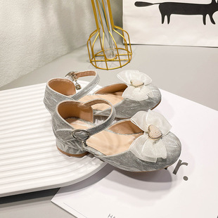 Girls' Crystal Shoes, Princess Shoes, Elsa Small Leather Shoes, 2025 Spring New Style, Stylish Children's High-Heeled Shoes, Baby Flats