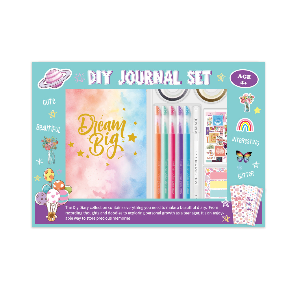 (2개) AMAZON 신제품 골드 스탬핑 DIY 일기장 세트 4세 이상 남녀 스크랩북 어린이 선물 국경