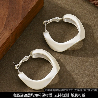 欧美跨境时尚夸张大气不规则滴油几何耳圈耳环小众个性设计感耳饰
