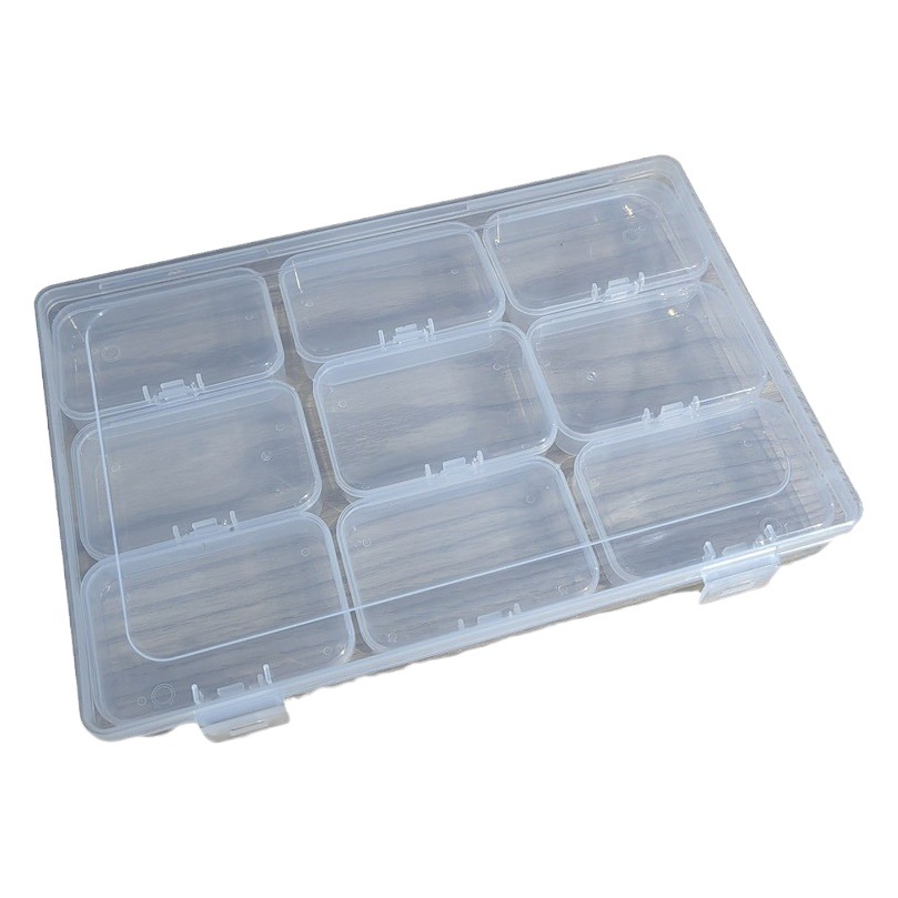Caja rectangular de plástico transparente DIY píldora semillas joyería uñas clasificación material de almacenamiento caja de organización
