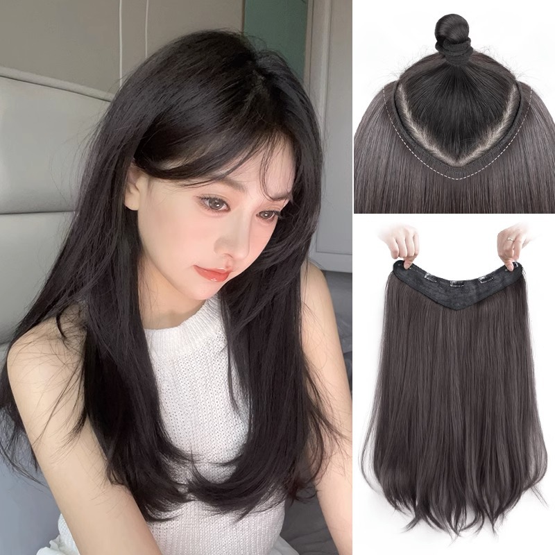 Extensión de Cabello en Forma de U de Una Pieza con Clips para Mujer