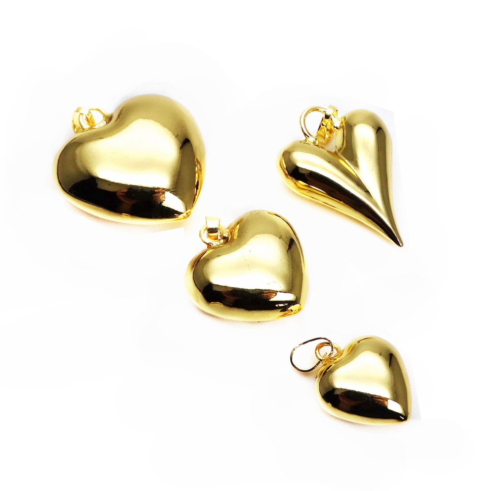 Gold Plated Plating Material 1 Piece 14.7*18mm 20*20.7mm 25*25.8mm Copper Gold Plated Heart Shape Polished Pendant