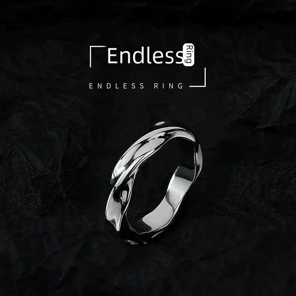 Mobius Endless Ring Men's Trendyy Stylish High-End Open Ring Fashionable Cold Style Men's Single Ring