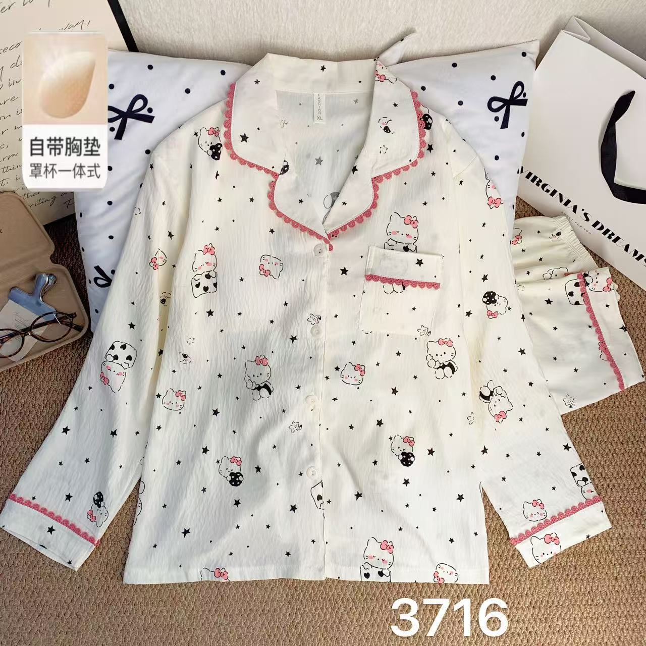 Algodón suave al por mayor transfronterizo nube nuevo pijama de mujer de verano pantalones cortos de mangas cortas estudiantes cardigans delgado cubierta de ropa para el hogar